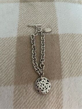 Vintage Lois Hill 925 Sterling Silver Filigree Medallion Toggle Bracelet Jewelry